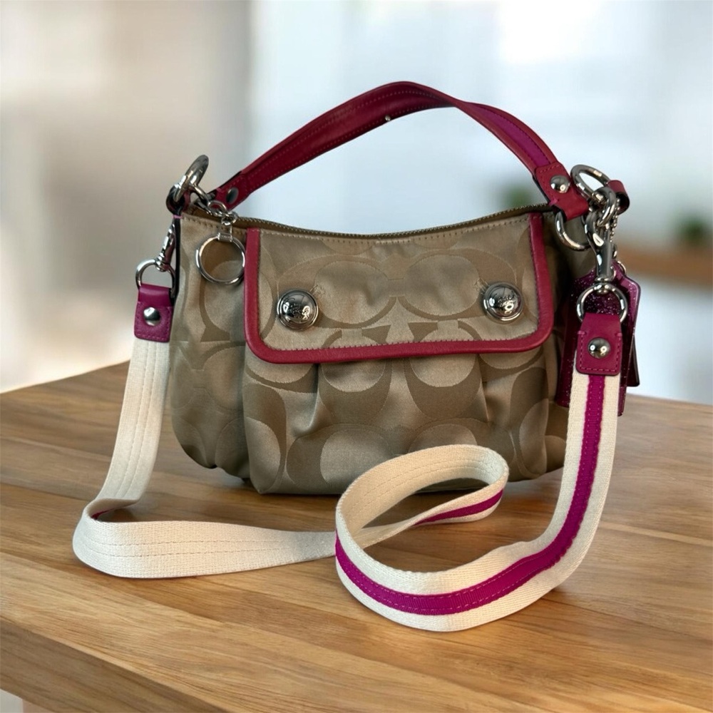 Vintage Coach Poppy Signature Sateen Crossbody Shoulder Bag Purse Y2K 13833